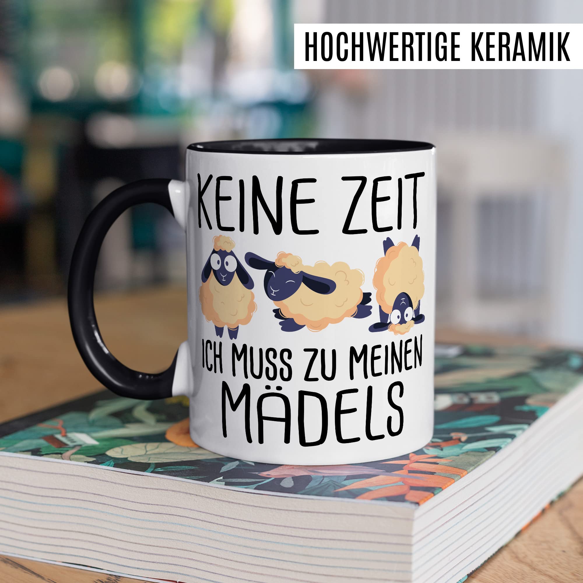 Lustige Schaf-Tasse „Zu Meinen Mädels“ – Keramik-Becher Mit Cartoon-Schaf, Beidseitig Bedruckt, Spülmaschinenfest, 330 Ml (Weiß/Pink)