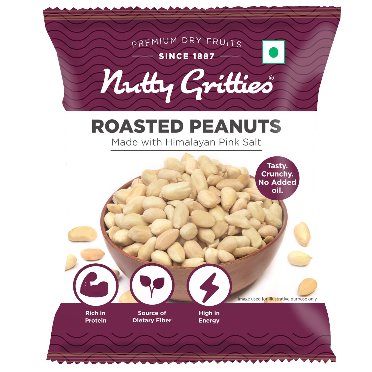 Nutty Gritties Roasted Salted Peanuts with Himalayan Pink Salt, Rich Protein, (Pack 6-240g)