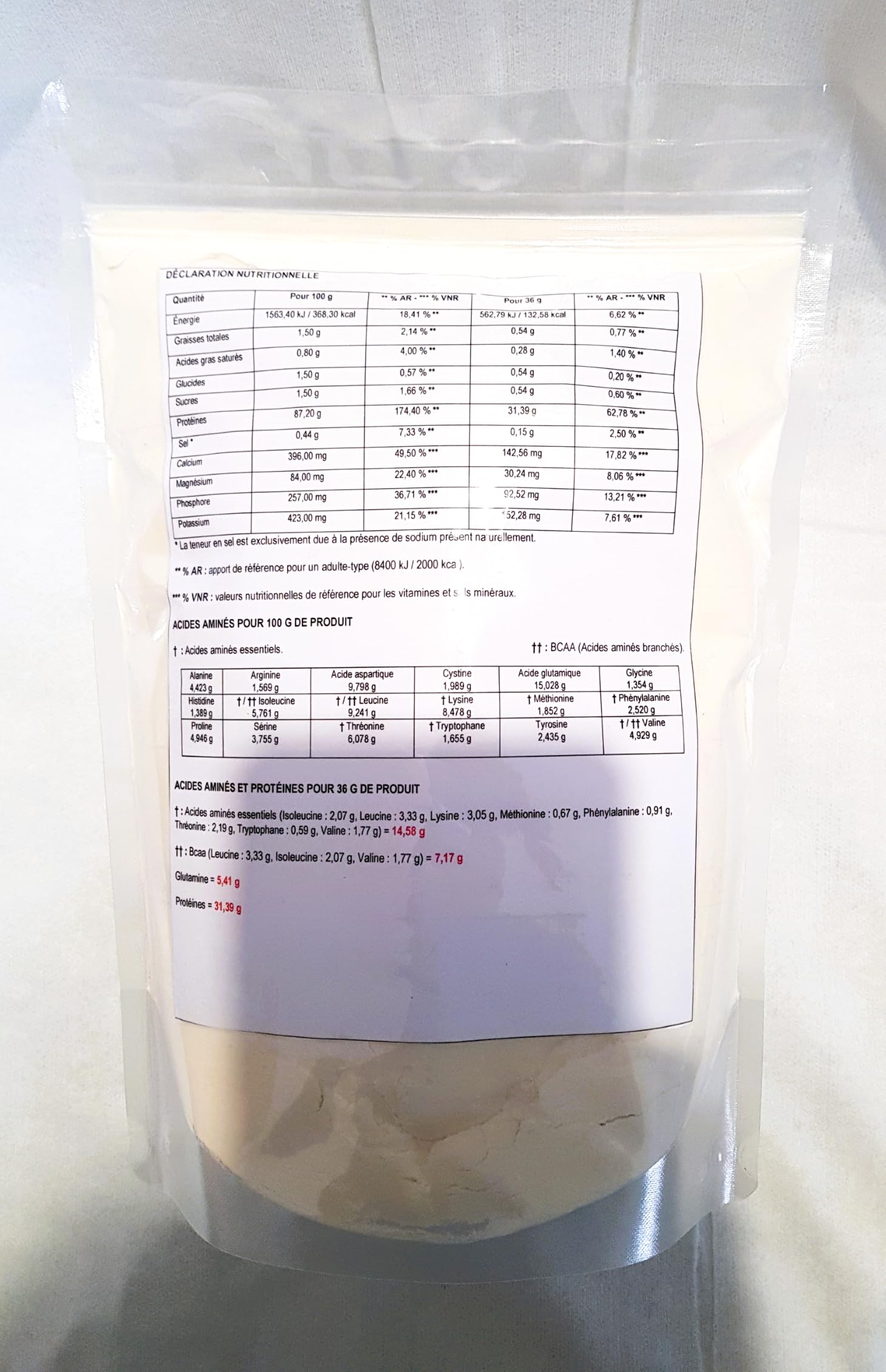 Whey Protein Isolate sans arôme 800 g | 87% de protéines, contient du calcium, magnésium, phosphore, potassium | Par dose : 31,39 g de protéines, 7,17 g de Bcaa et 5,41g de Glutamine