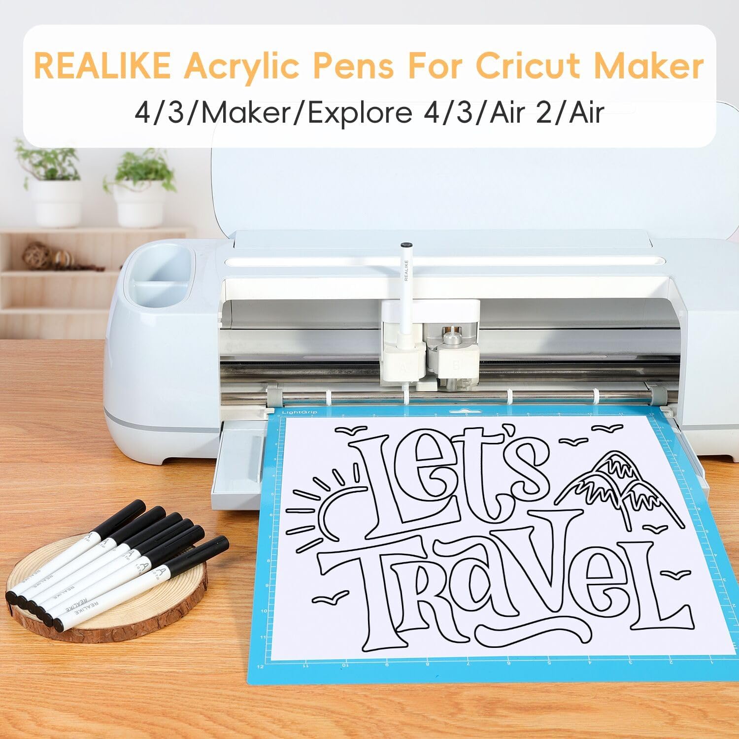 REALIKE Acrylic Paint Markers for Cricut Maker 4/ Maker 3/Maker/Explore 4/3/Air 2/Air, 7 Pack Black Acrylic Paint Pens for Rocks, Paper, Wood, Canvas, Glass, Ceramic, Fabric (1.0 Tip) image 2