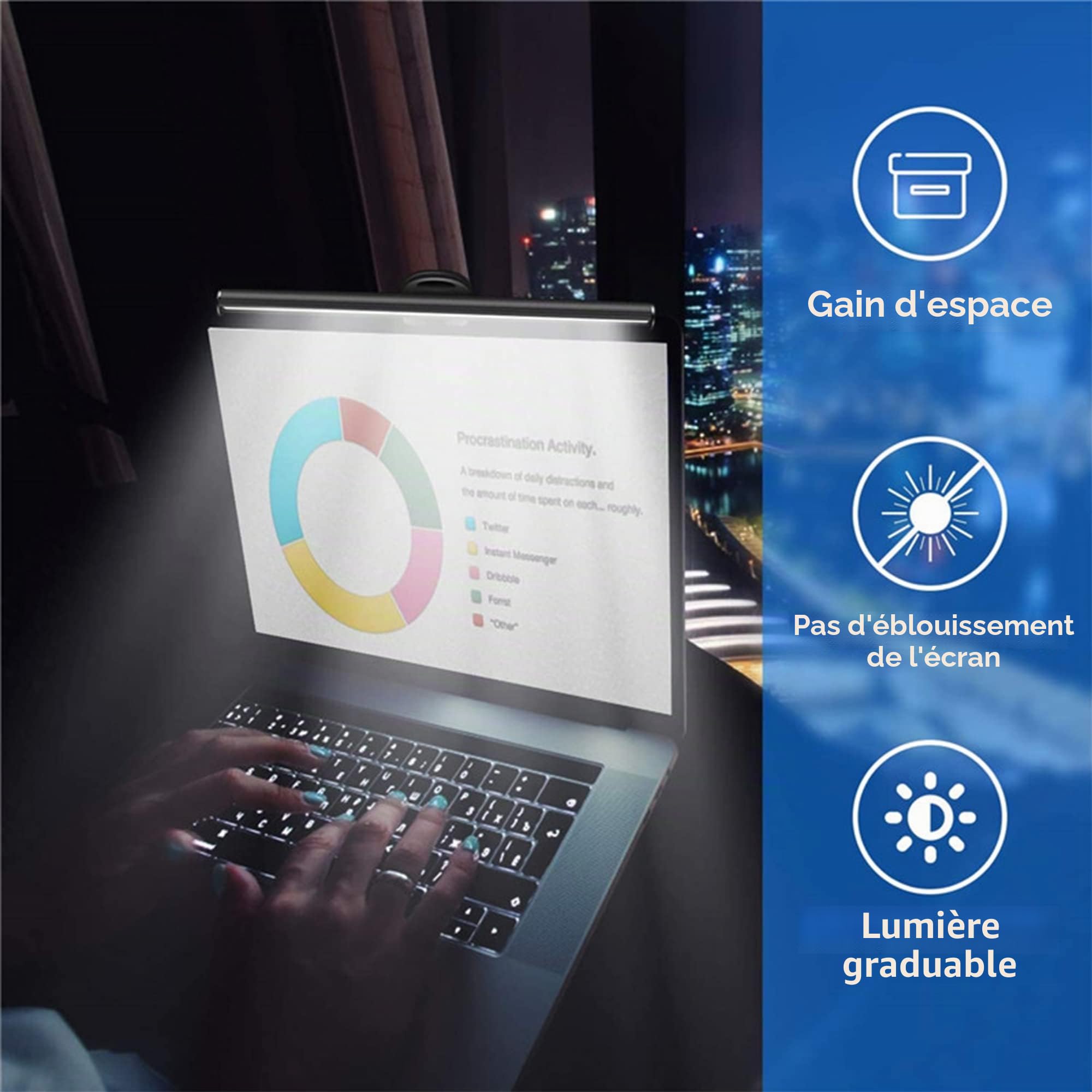 Arespark Ordinateur Moniteur Light, USB Lampe de Écran Ordianteur, LED Lampe de Bureau Lecture, 3 Modes d'éclairage Réglables et 10 niveaux de luminosité (26cm)