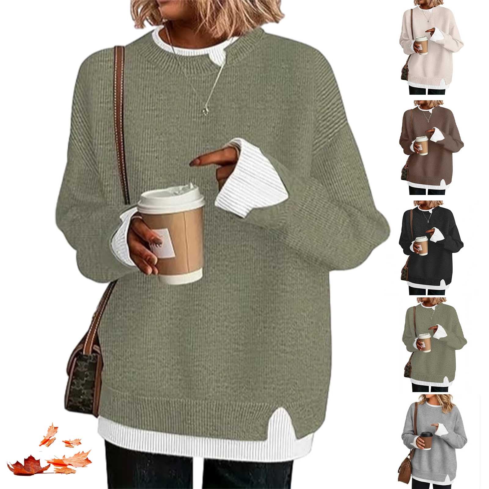 Maglione oversize patchwork a due pezzi finto donna