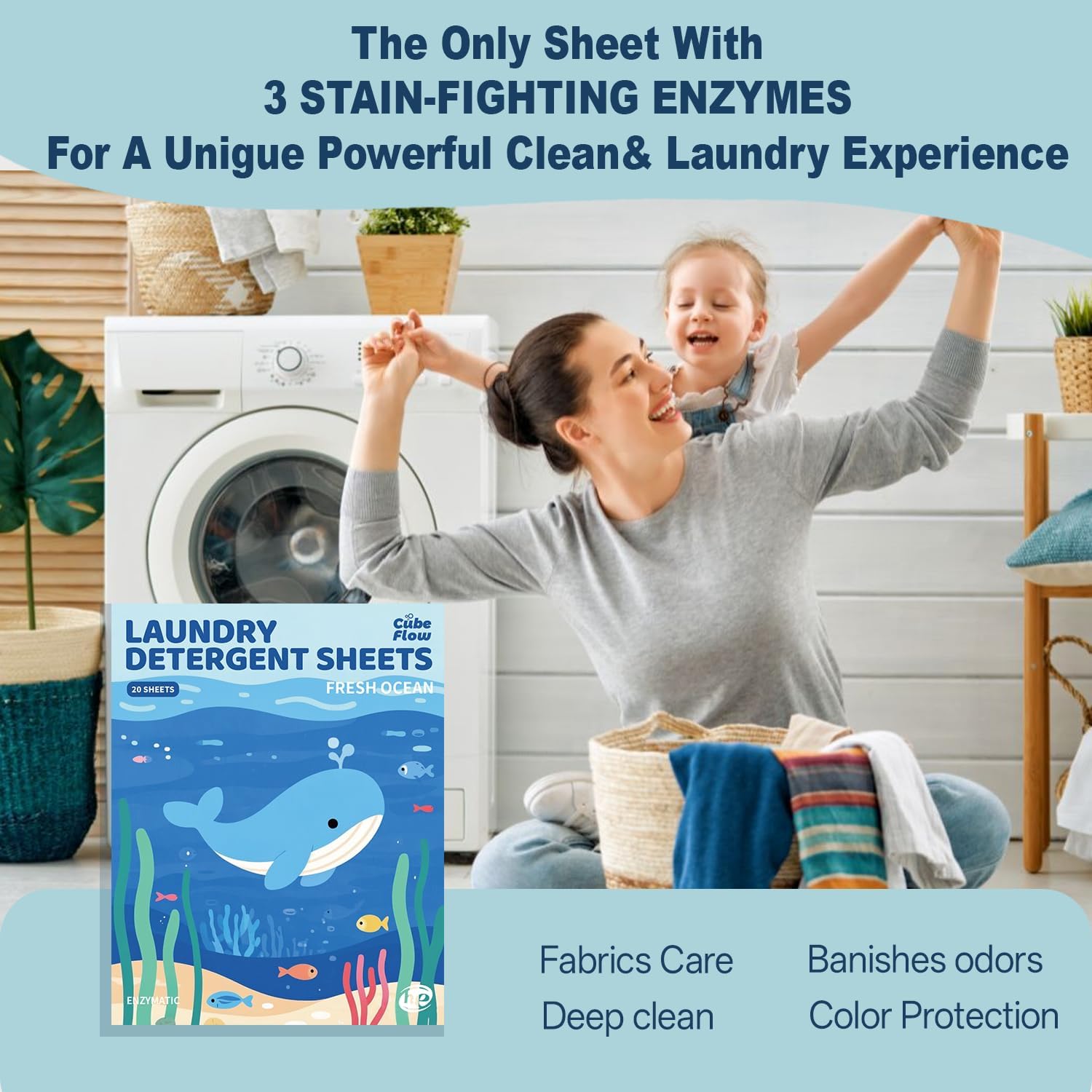 Laundry Detergent Sheets, Fresh Ocean Scent - 40 Loads | Plastic-Free, Eco Friendly Sheets | Pre-Measured, Liquidless for Deep Clean | Hypoallergenic, Travel Laundry Soap Strips - Image 8