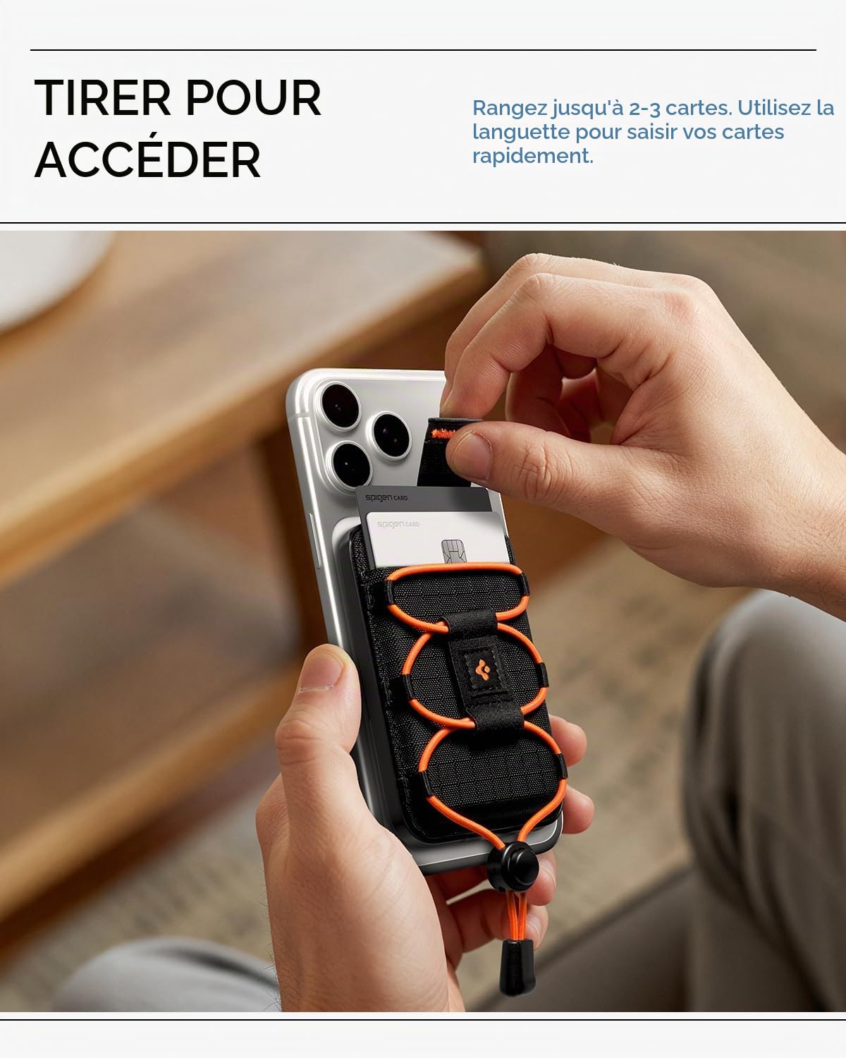 Spigen TieFit MagFit Porte-Cartes magnétique 2-3 Cartes, Support Multifonction Compatible avec Les séries iPhone 17/16/15 MagSafe, Pixel Snap – Noir