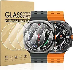 Suoman Pacote com 4 protetores de tela para Samsung Galaxy Watch 7 Ultra 47 mm, película protetora de tela de vidro temperado com dureza 2,5D 9H