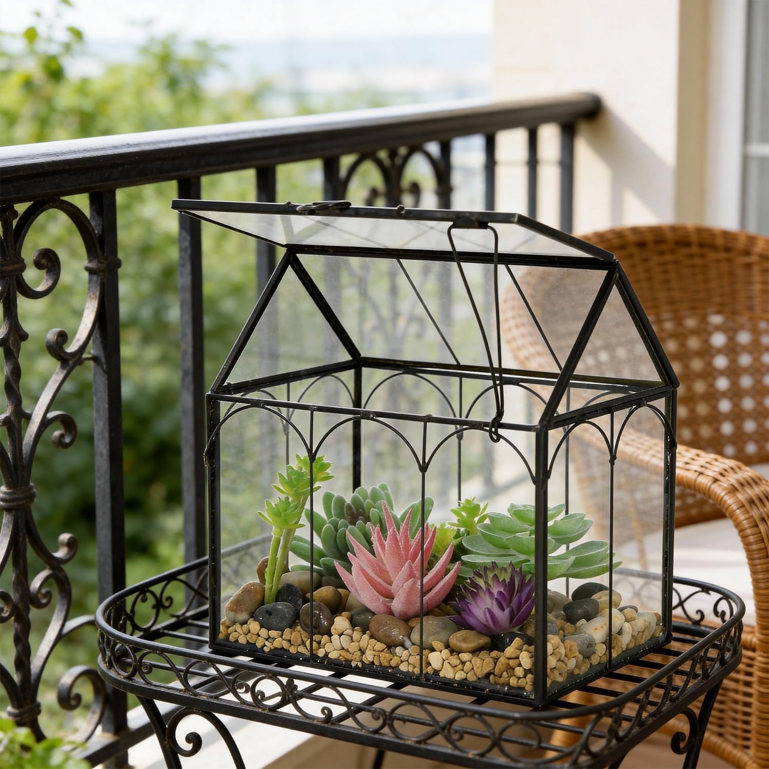 Ferrisland Glass Plant Terrarium Container Wardian Case Indoor Small Succulent Terrarium Planter W/Door for Tabletop Decor DIY (6" L x 4.3" W x 6.3" H)