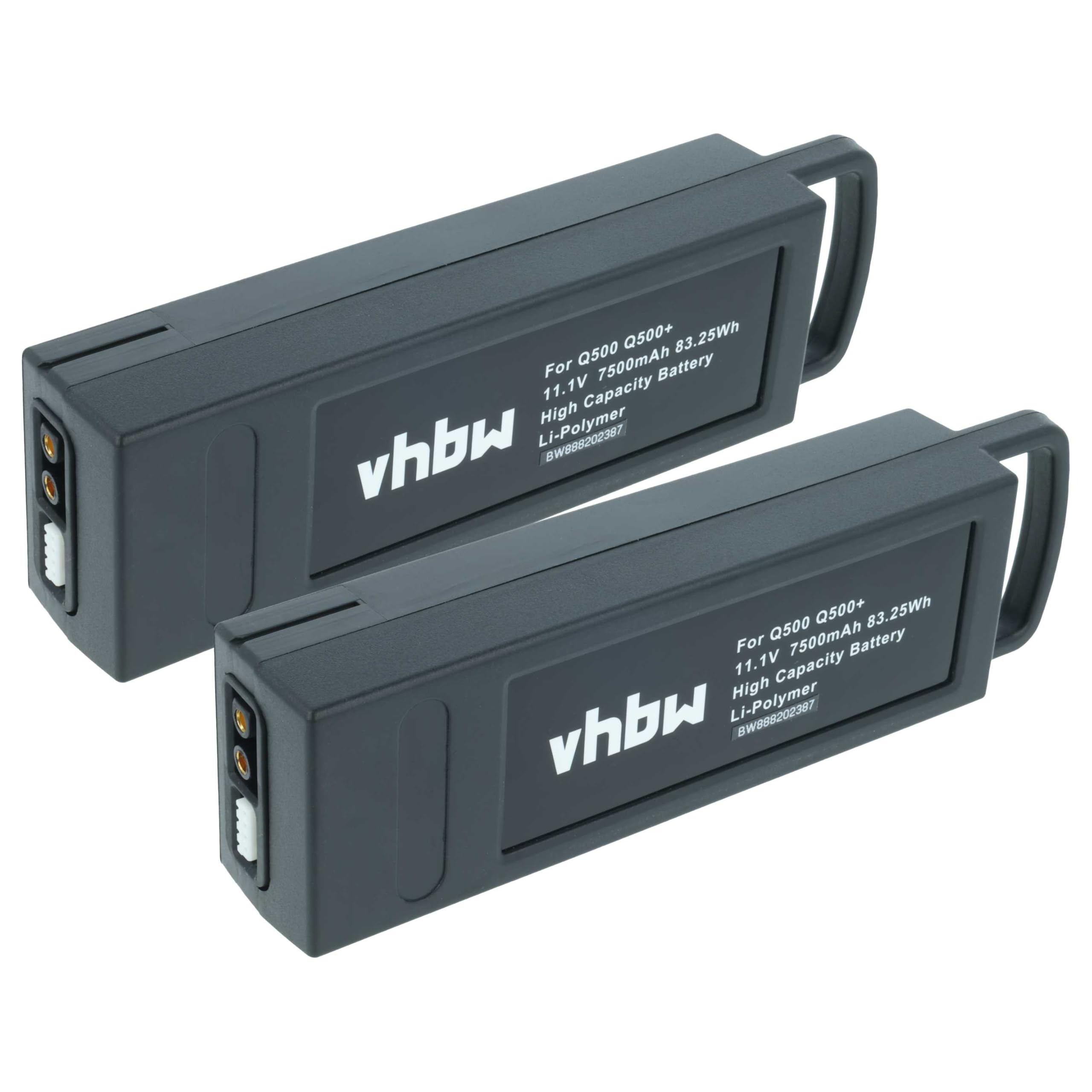vhbw 2 x akumulator kompatybilny z Yuneec Q500 | Q500 4K, Q500+, Q500+ Pro, Q500+ dron Typhoon Multicopter Quadrocopter (7500 mAh, 11,1 V, litowo-polimerowy)