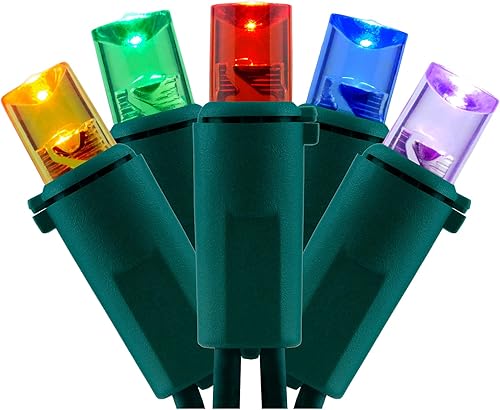 YULETIME 200 luces LED de Navidad multicolor de gran angular, 66 pies, cable verde, certificado UL, 0.197 in, juego de luces navideñas (multicolor)