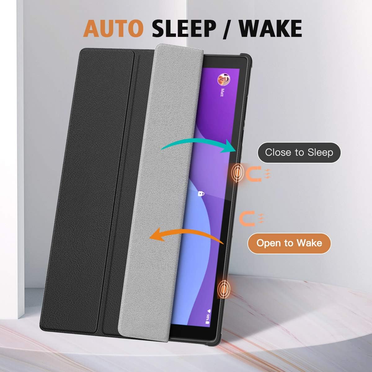 MoKo Case for Lenovo Tab M10 HD（2nd Gen TB-X306F/TB-X306X 10.1" 2020, PU Slim Shell Shockproof Back Trifold Stand Cover Case with Auto Wake for Lenovo Smart Tab M10 HD 2nd Gen, Black