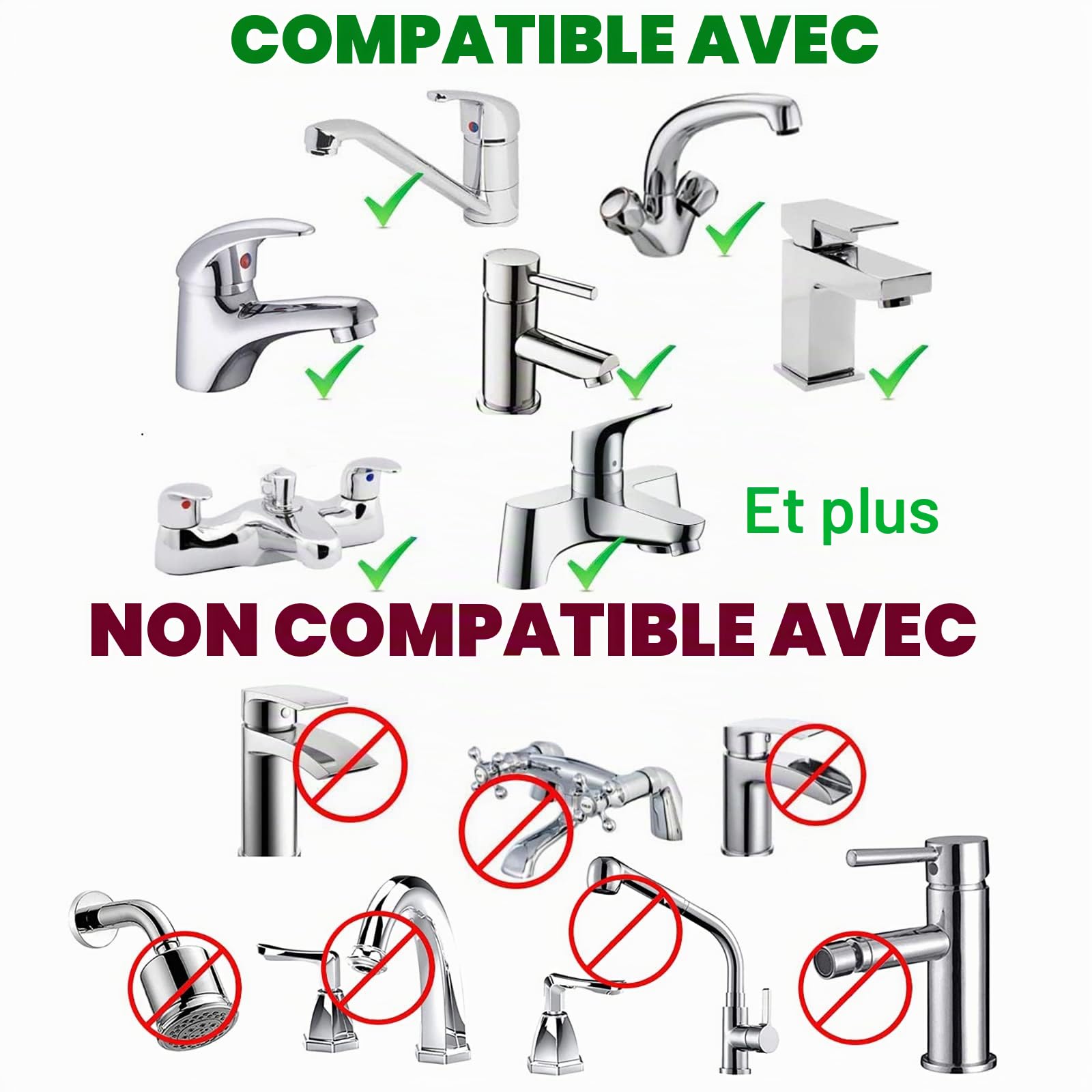 Douchette pour Lavabo Ensemble - Pommeau Douche pour Lavabo Douchette de Salle de Bain avec 59”Tuyau pour Pet Douche se Laver Les Cheveux ou Nettoyer L'évier - avec valve de robinet