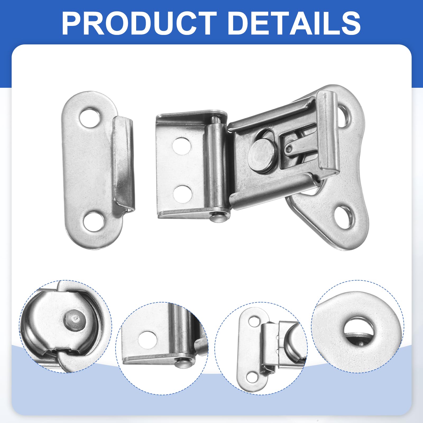 PATIKIL 1.97x1.5" Spring Loaded Butterfly Twist Latch, 2Pcs 304 Stainless Steel Twist Latch & Keeper Toggle Butterfly Draw Latch for Case Box Chest Closure, Silver - Image 3