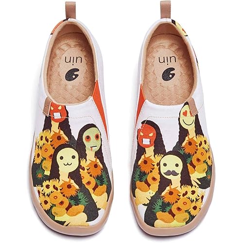 UIN Women's Slip On Sneakers Casual Loafers Knitted Art Painted Comfort Soft Walking Shoes