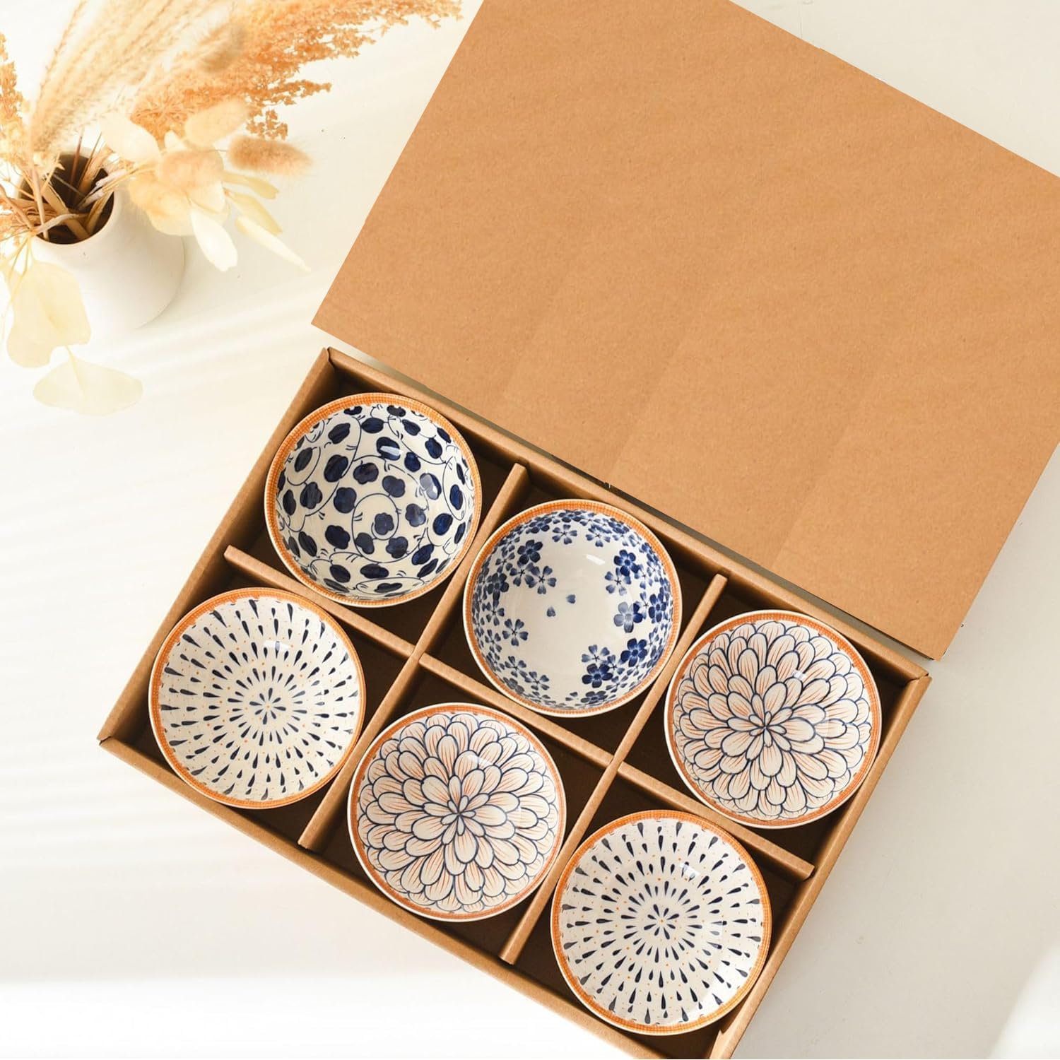 NYRWANA Leaf Bowls - Set of 4 Ceramic Plates -11