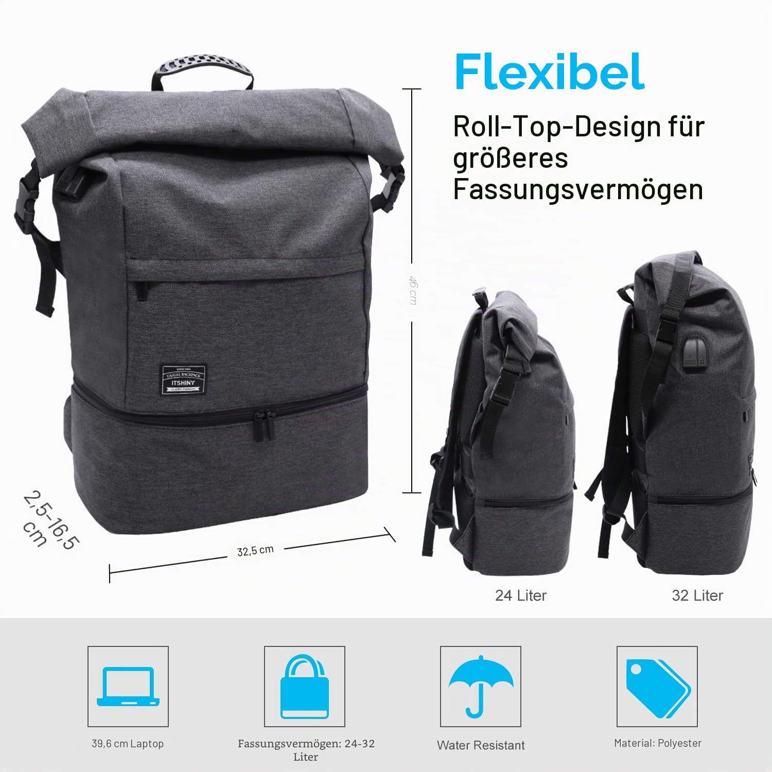 ITSHINY Sporttasche für männer Frauen, Umhängetasche für das Fitnessstudio, Reiserucksack,Gym Bag 3 in 1 Design mit Schuhfach, Gym Tasche wasserdicht und leicht