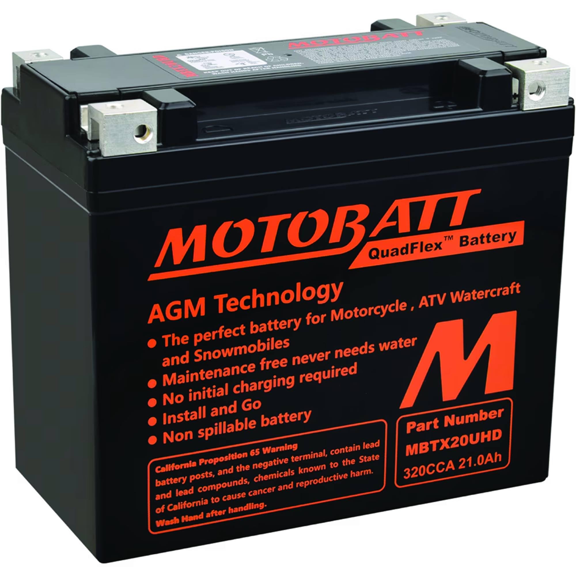MOTOBATT MBTX20UHD AGM Batterie 12V 16Ah für Buell S3 ST Thunderbolt 1200cc RR1200, Harley-Davidson XL Serie