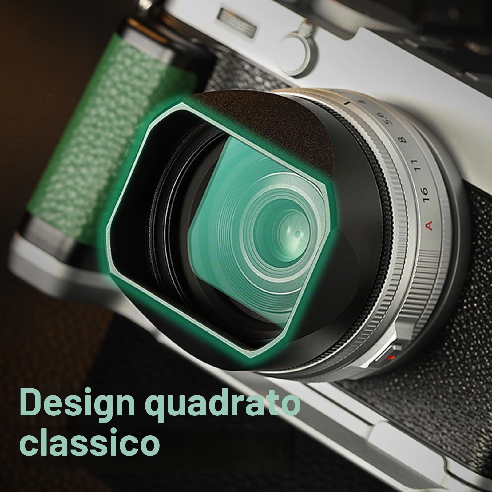 Haoge Paraluce in metallo da 39 mm per Fujifilm X-E5 e XF 23 mm f2.8 set Fujinon XF27mmF2.8 R WR paraluce a vite nero, con tappo in metallo, su kit corpo fotocamera XE5