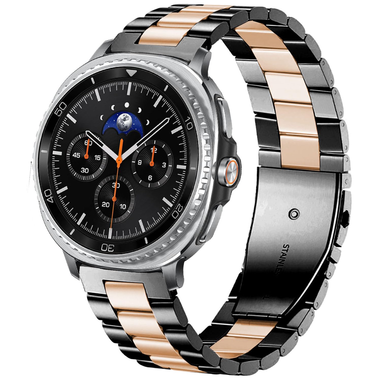 Bracelet de montre compatible avec Samsung Galaxy Watch 8 40 mm/44 mm/8 Classic 46 mm, bracelet de rechange en acier inoxydable solide sans espace pour Galaxy Watch 8/8 Classic pour homme et