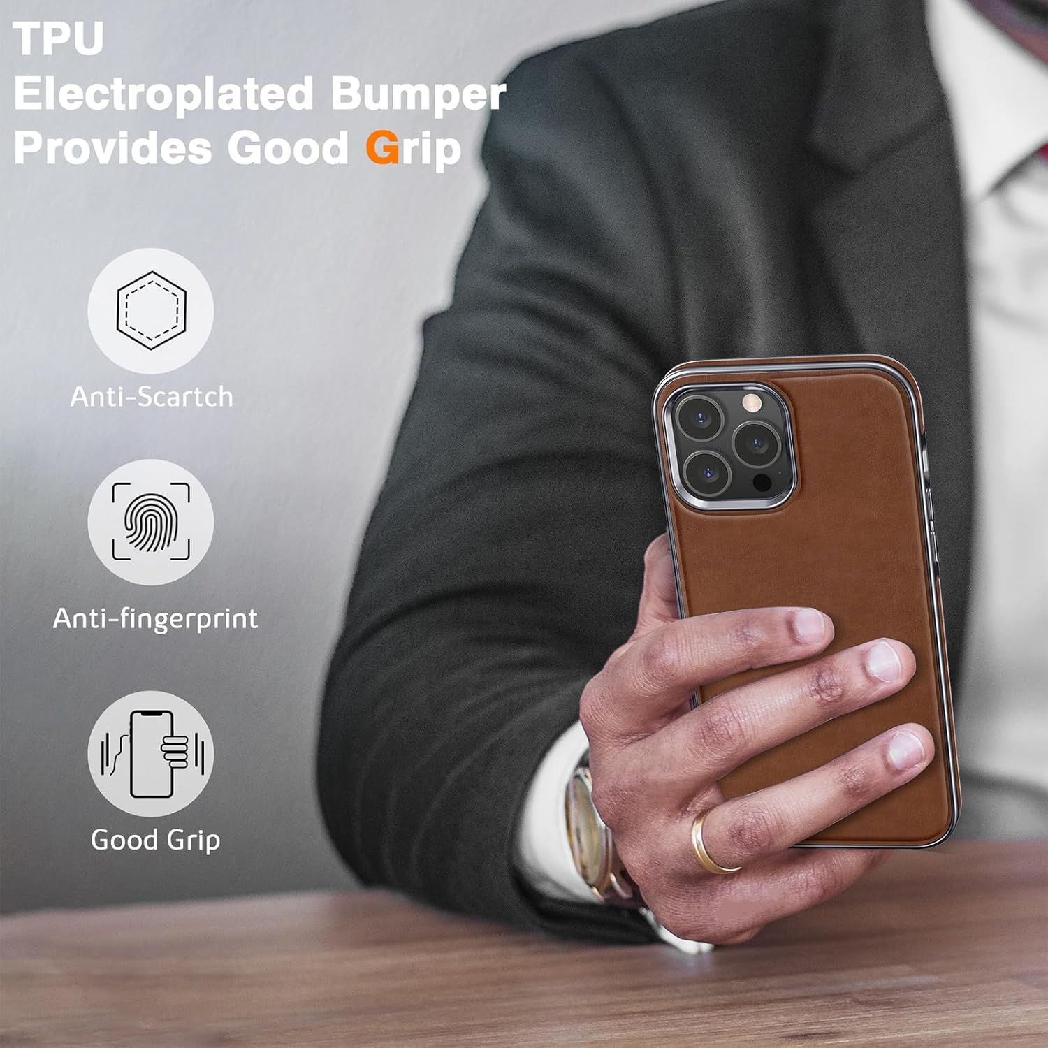 LOHASIC for iPhone 16 Pro Leather Case Compatible with MagSafe, Luxury Soft Magnetic Slim Designer Cover iPhone 16 Pro Phone Case Cover for Men Women, Brown - Image 6