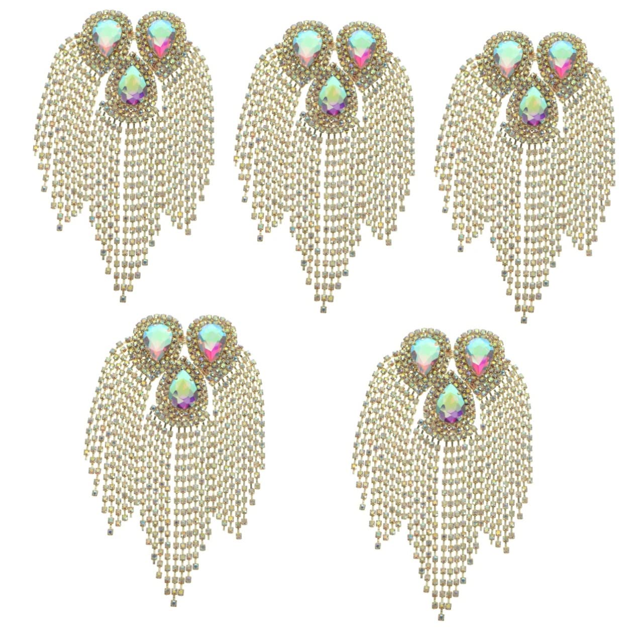 Lurrose 5pezzi Spilla Decorativa Con Frangia Per Abbigliamento Accessorio Elegante Per Giacche e Base Dorata Ab