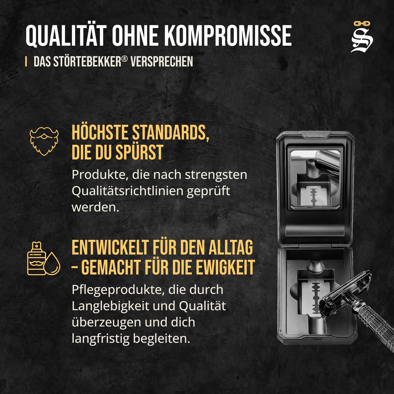 Störtebekker® Premium Rasierhobel Herren Hamburg - Rasierset mit 10 Rasierklingen & Leder-Etui - Nassrasierer Herren inkl. Reise-Etui mit Spiegel - *TESTSIEGER* Stiftung Warentest (12/2024)