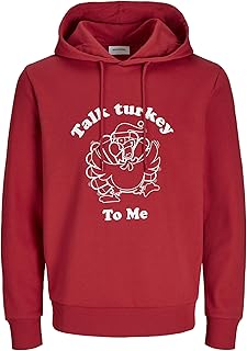 JACK & JONES Men's Xmas One Color Funny Hooded hoody (pack of 1)