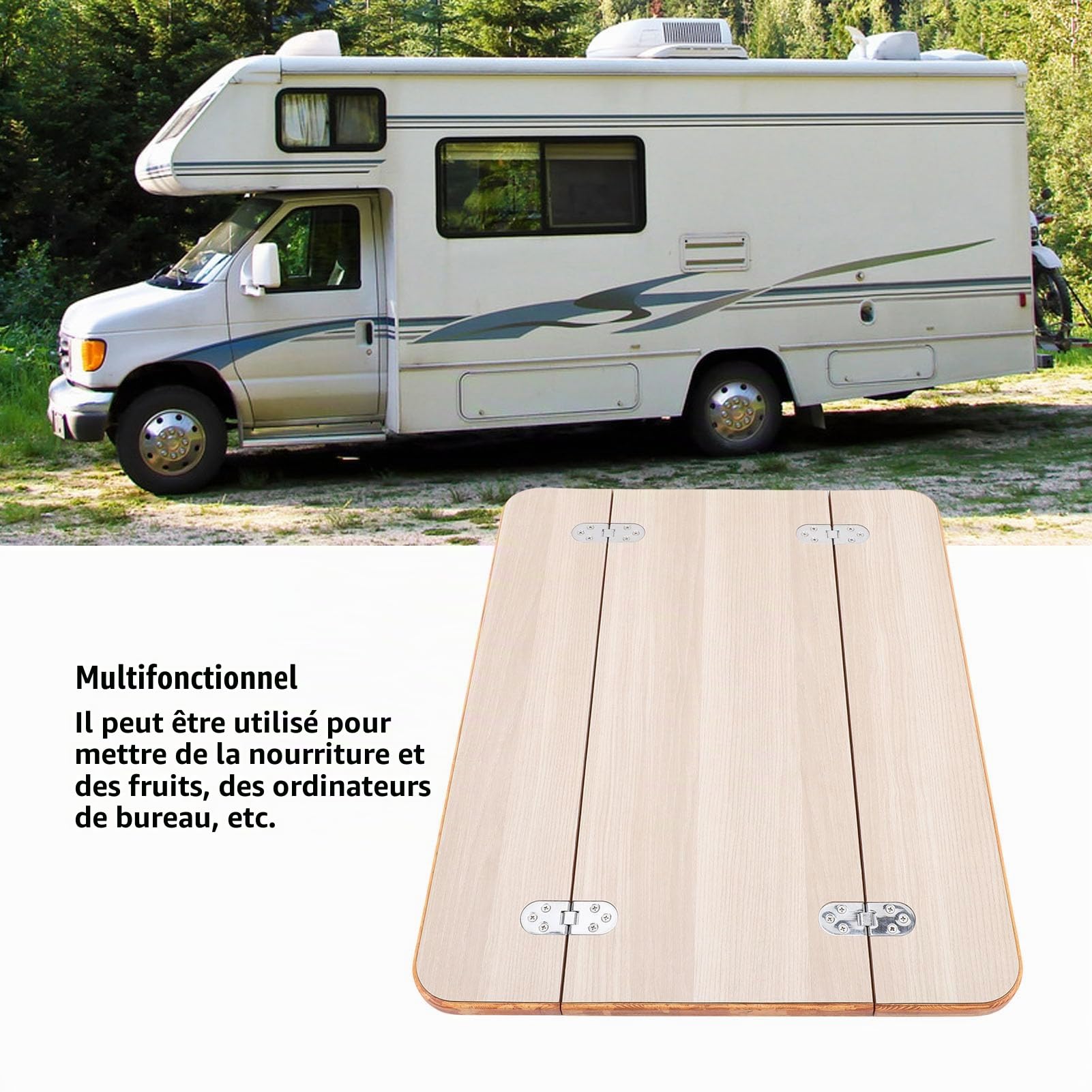 aqxreight Plateau de Table Pliable pour Camping-Car, Finition Revêtue en Bois Massif, Grande Surface élégante, Espace de Travail pour Salle à Manger, Bateau, Yacht Marin, (Blanc (
