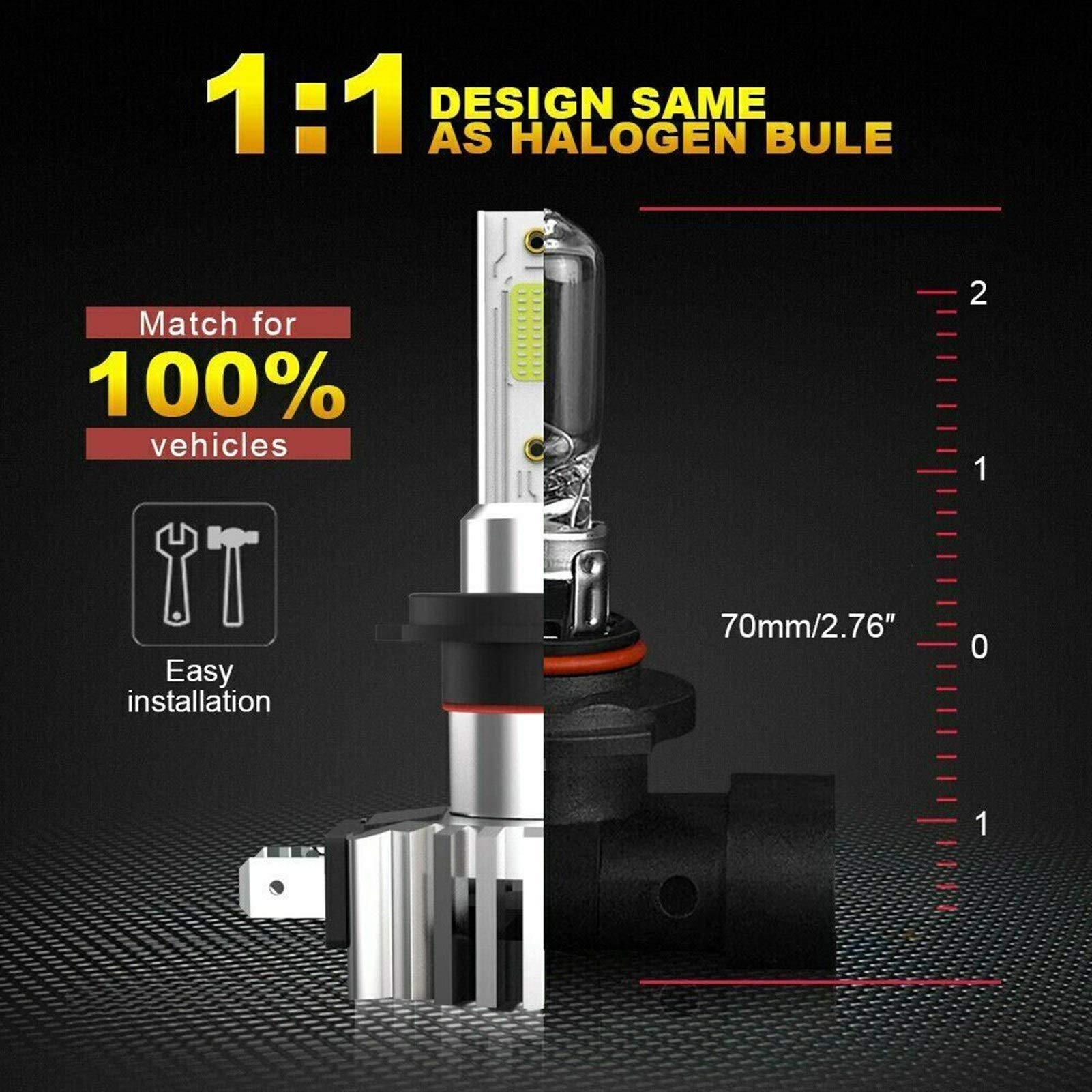 Visibilidad máxima Automotive Bombillas Faro 2 PC Super White Linterna del Coche H7 llevó bulbos H4 Interfaz for H1, H3, H4, H11, H8, H9 9005, HB3, H10,9006, HB4,9012, HIR2 H10 6000K /