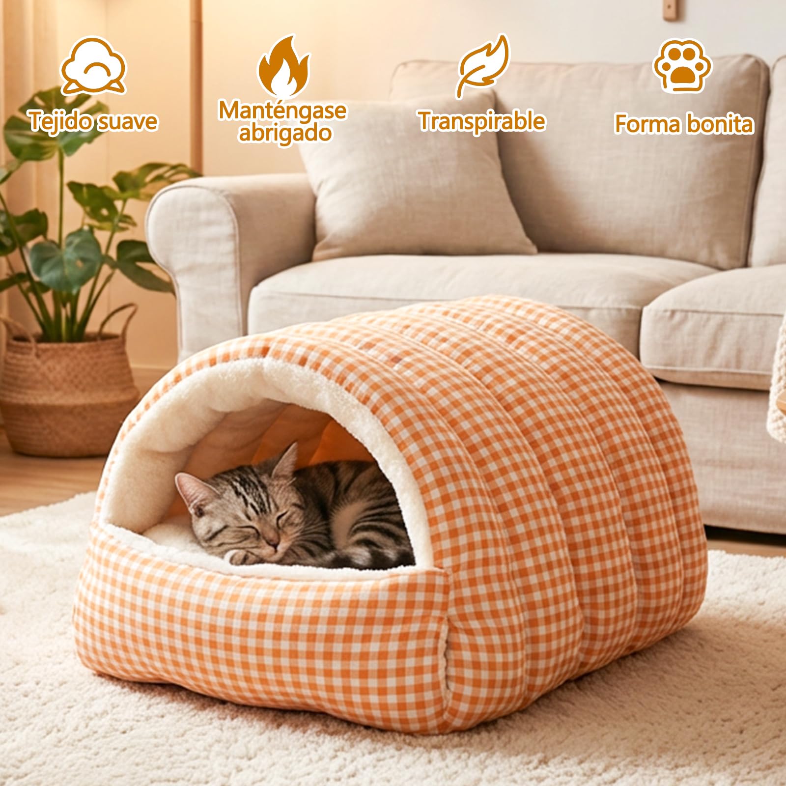 Galatée Cama para Gatos y Perros, Rellena De Algodón PP (L, Verde)