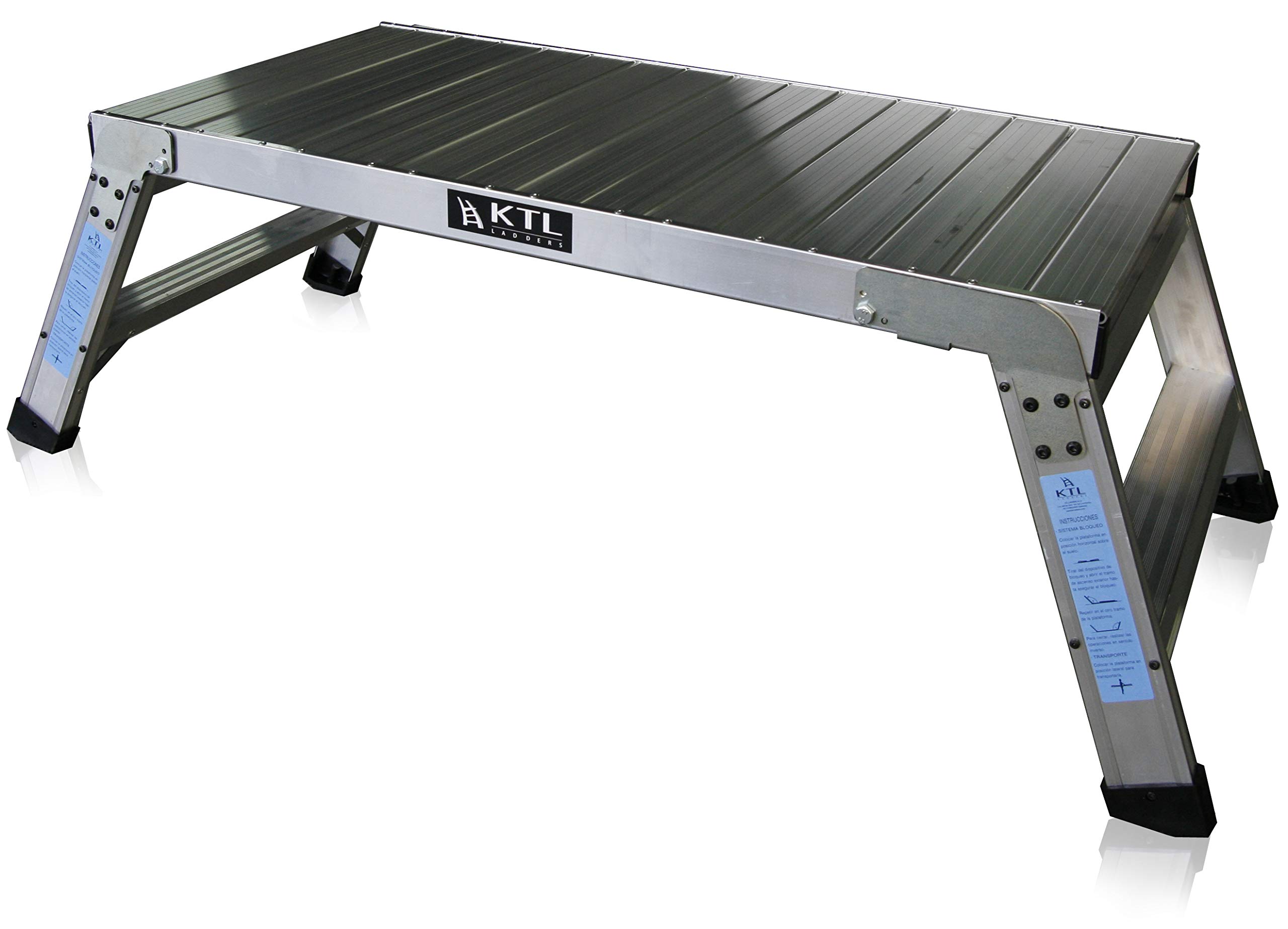 KTL Plataforma de Trabajo Profesional de Aluminio Plegable 2 peldaños 60x120 Serie Karla