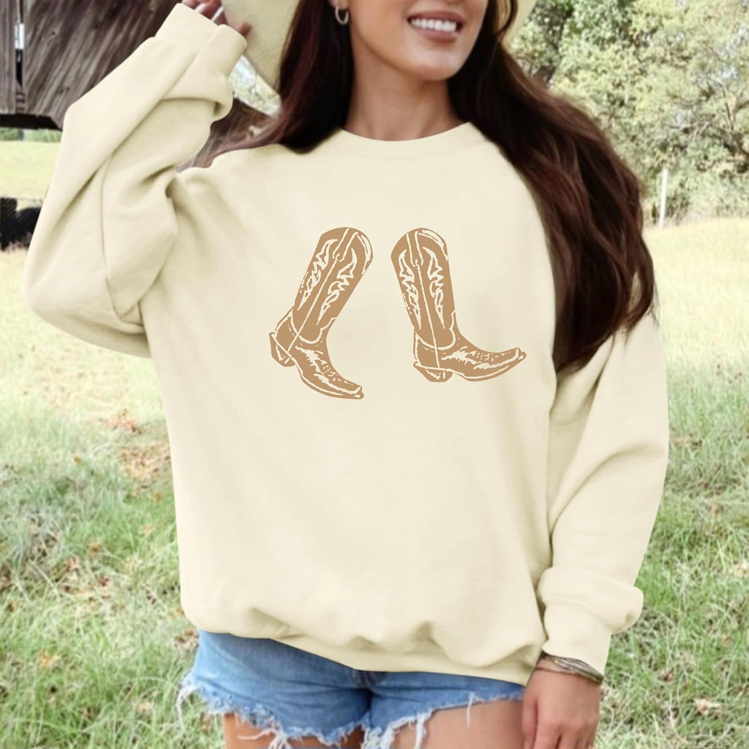 Western Cowgirl Boots Graphic Sweatshirts For Women Country Vintage Hoodies Long Sleeve Cowboy Rodeo Shirts Pullover - Image 5