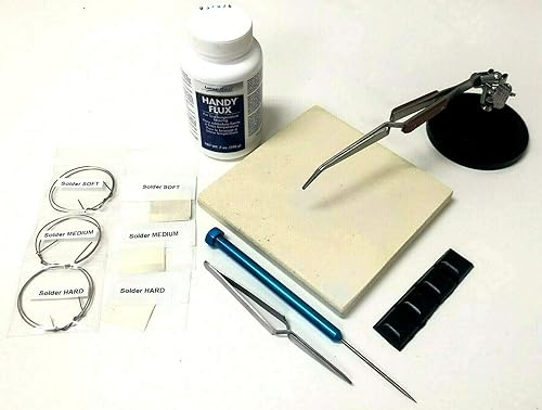 Miniatura 5 de Kit de soldadura para fabricación de joyas, práctico fundente de 3ª mano, pinzas de agarre de fibra de alambre plateado y hoja de cerámica