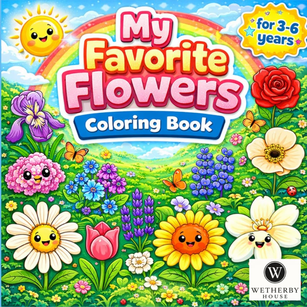 My Favorite Book of Flowers: Fun and Easy Coloring Pages for Toddlers and Preschool Kids Ages 3-6