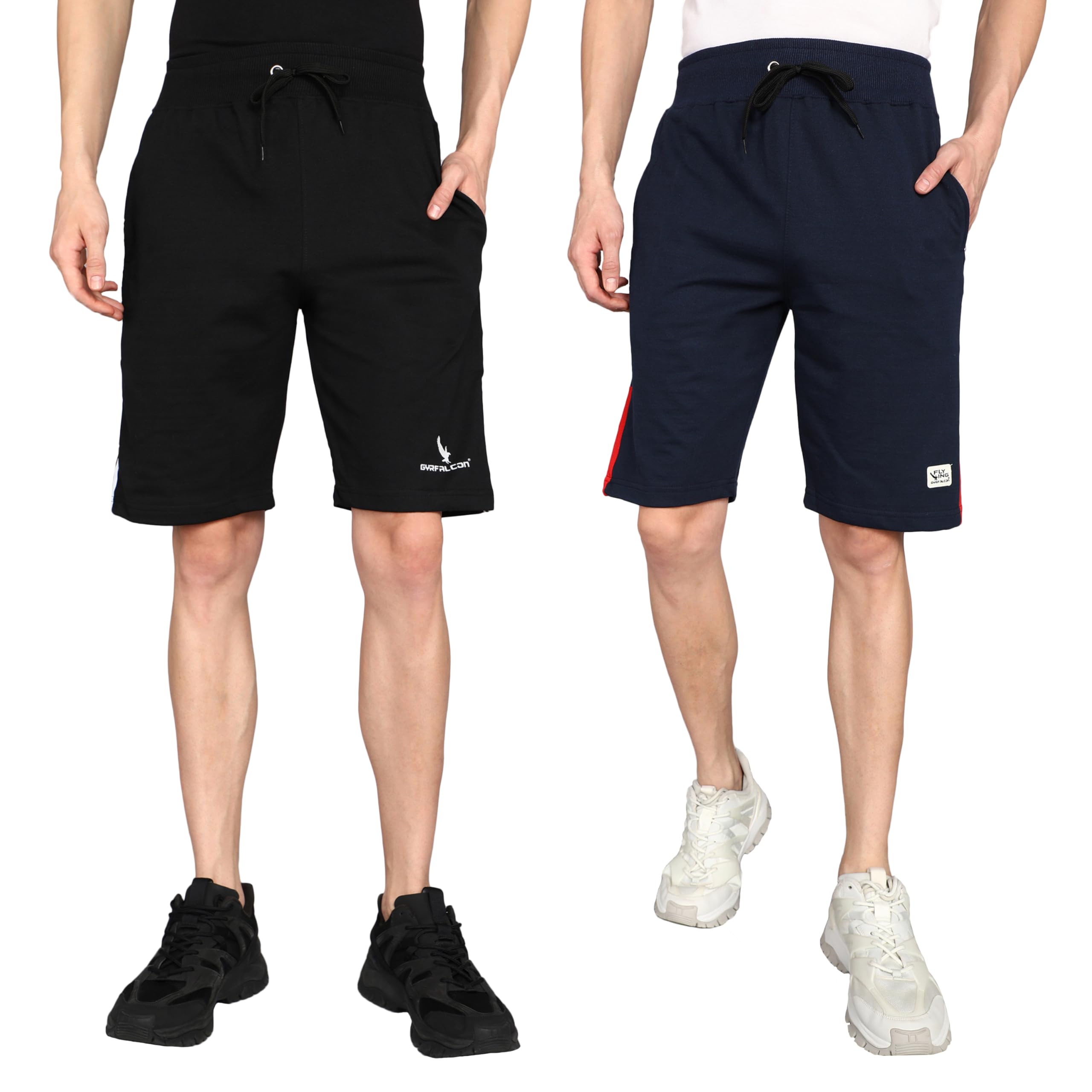 Cotton Blend Casual Cut and Sew Pattern Shorts, Zipper SidePockets, Knee Length, Shorts for Men(Pack of 2)-picture-23
