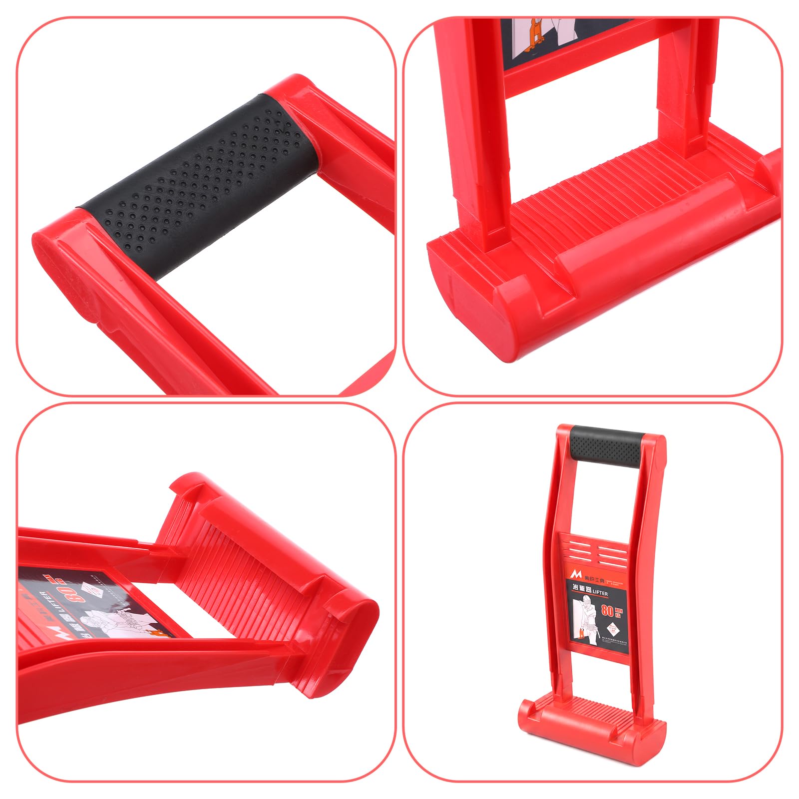 Paquete de 3 portadores de madera contrachapada y herramientas de elevación de paneles de yeso, soporte de panel de plástico ABS naranja con capacidad de 175 libras, elevador y transportador para