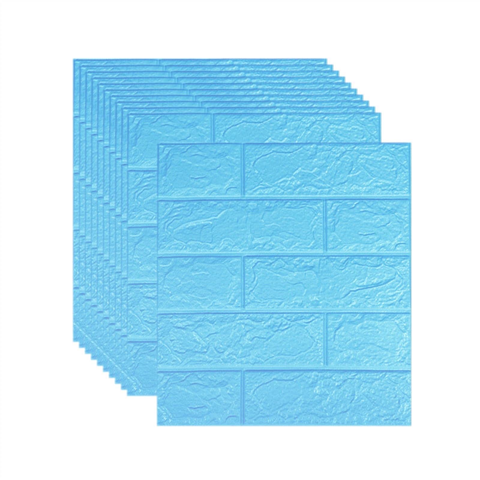 wall Panels， 3D Brick Wallpaper Faux Stone Wall Panel Self-Adhesive for Interior Decor - 20pack(Blu,5mm [35x38cm])