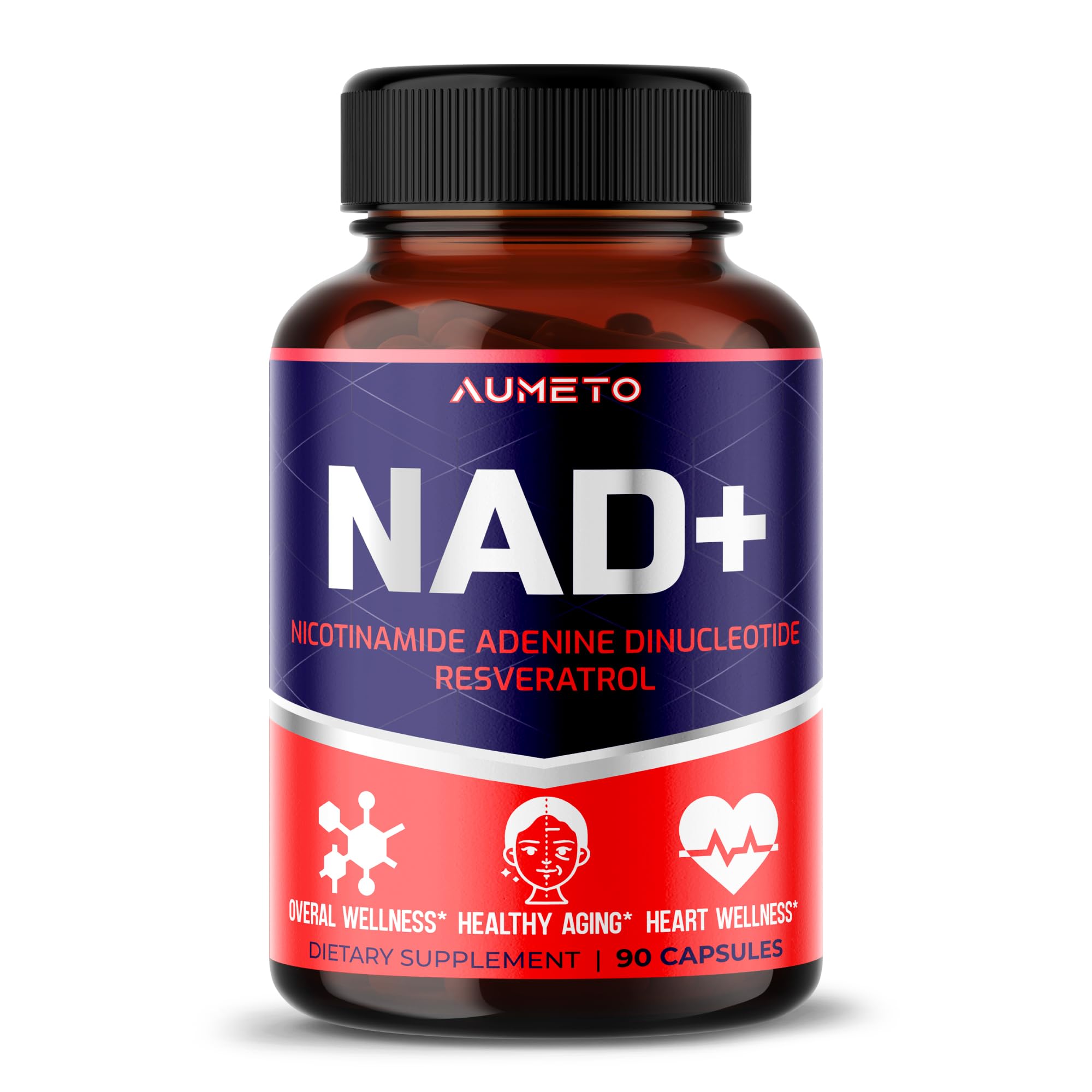 NAD+ 350mg with Trans-Resveratrol, Quercetin & Rhodiola – Cellular Energy, Healthy Aging & Heart Wellness – 90 Capsules – Non-GMO, Made in USA