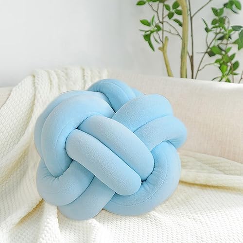 Miniatura 8 de huraty Cojín de nudo hecho a mano, almohada de nudo de felpa suave, almohada decorativa, cojín redondo de bola (verde esmeralda, 11 pulgadas)