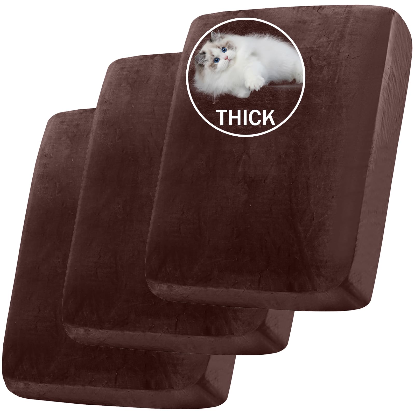 BXFUL Stretch Velvet Sofa Seat Cushion Cover, Removable Sofa Couch Covers with Elastic Bottom