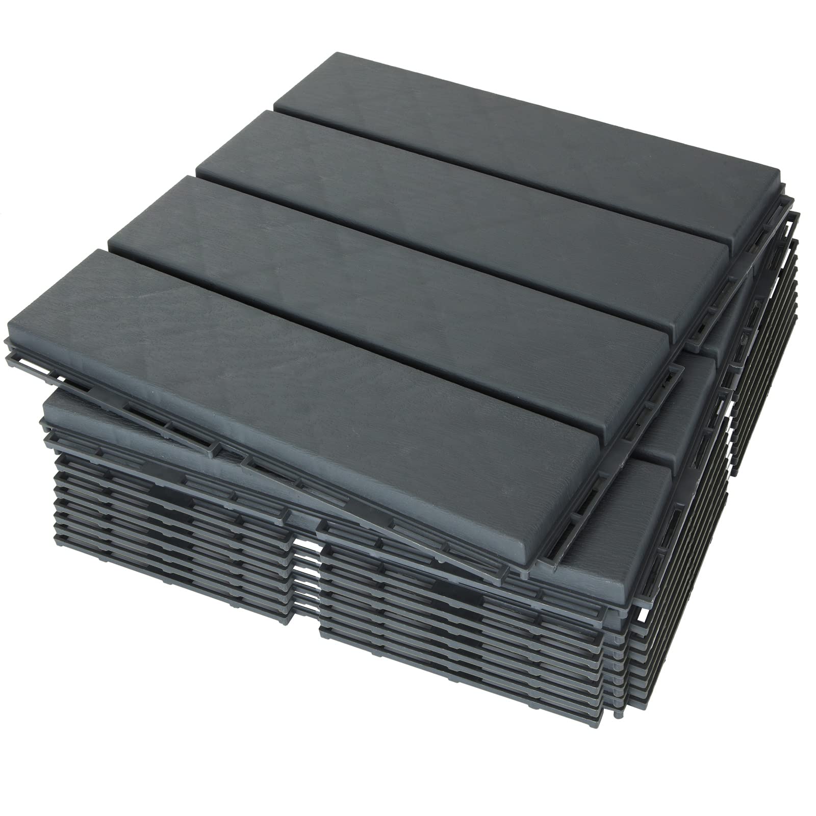 9PCS Interlocking Patio Deck Tiles 12" x 12" Outdoor Flooring Tiles Plastic Composite Decking
