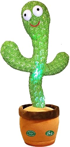 Pbooo Juguete de cactus bailarín juguete de cactus soleado 120 canciones para bebé 15S graba tu sonido canto repetición baile grabación LED