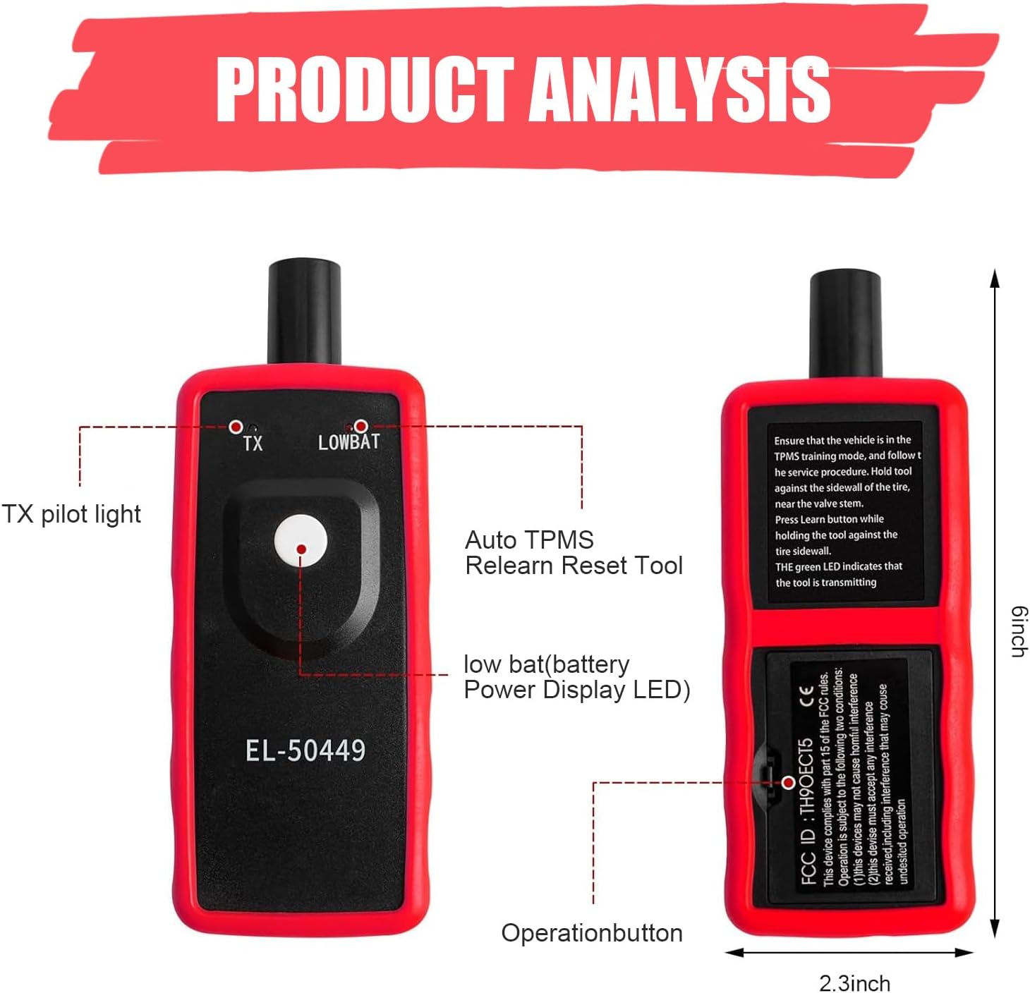 EL-50449 Car TPMS Activation Tool, TPMS Reset Tool, Relearn Tool for Vehicle Tire Pressure Monitor System Sensor Activation, Universal for Most Cars Trucks SUVs (Black)