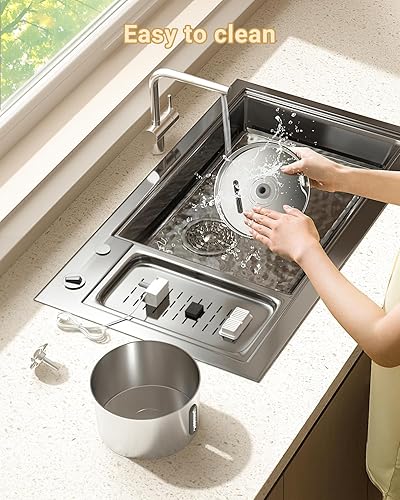 Miniatura 6 de Fuente de agua para gatos de acero inoxidable  Dispensador de agua para mascotas con cable de 74 oz2.2 L, dispensador automático silencioso para