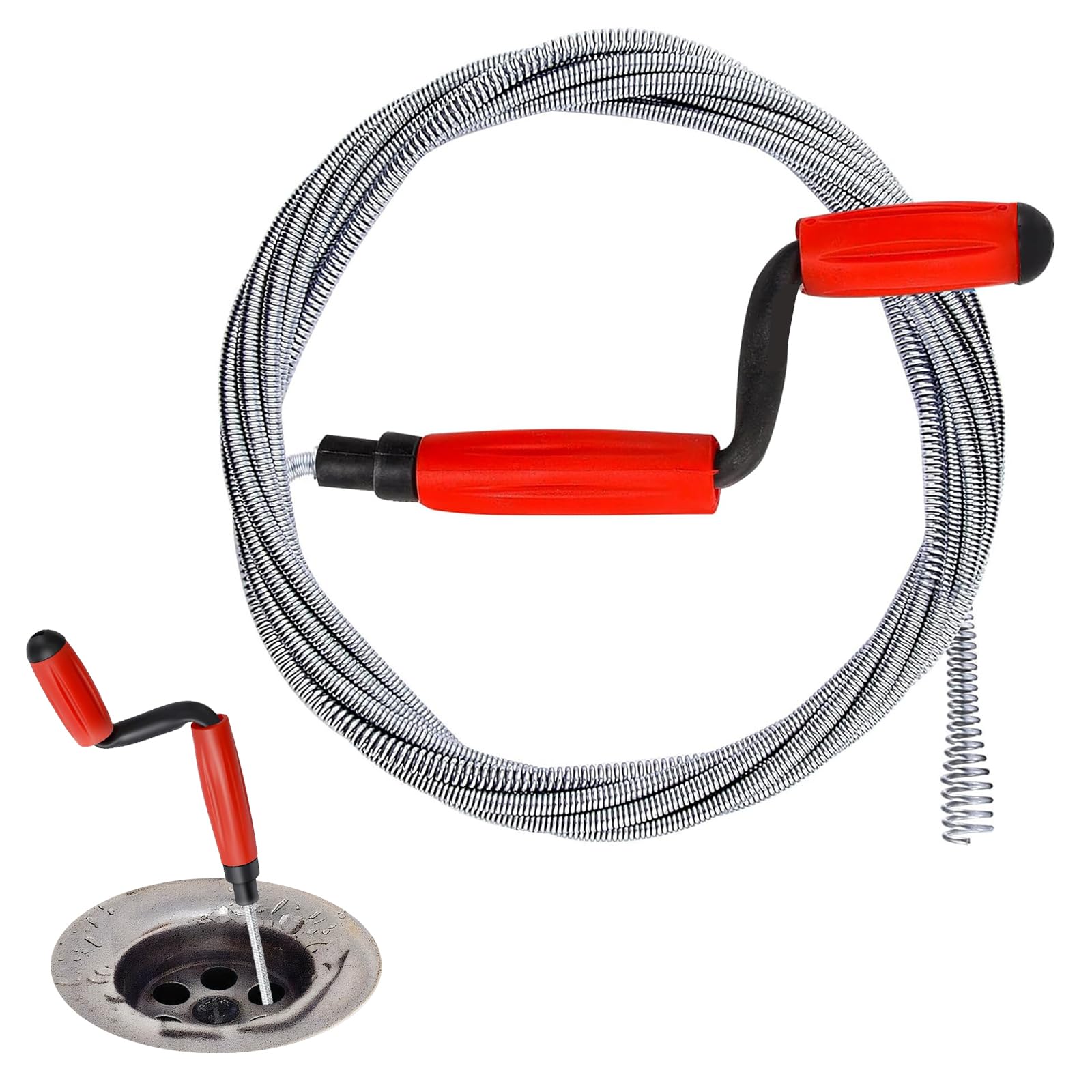 Spirale per la pulizia dei tubi, a spirale, 5 m x 6 mm, scarico Snake per ostacoli ostinati in cucina, bagno, lavanderia, per casa, appartamento, facile da usare