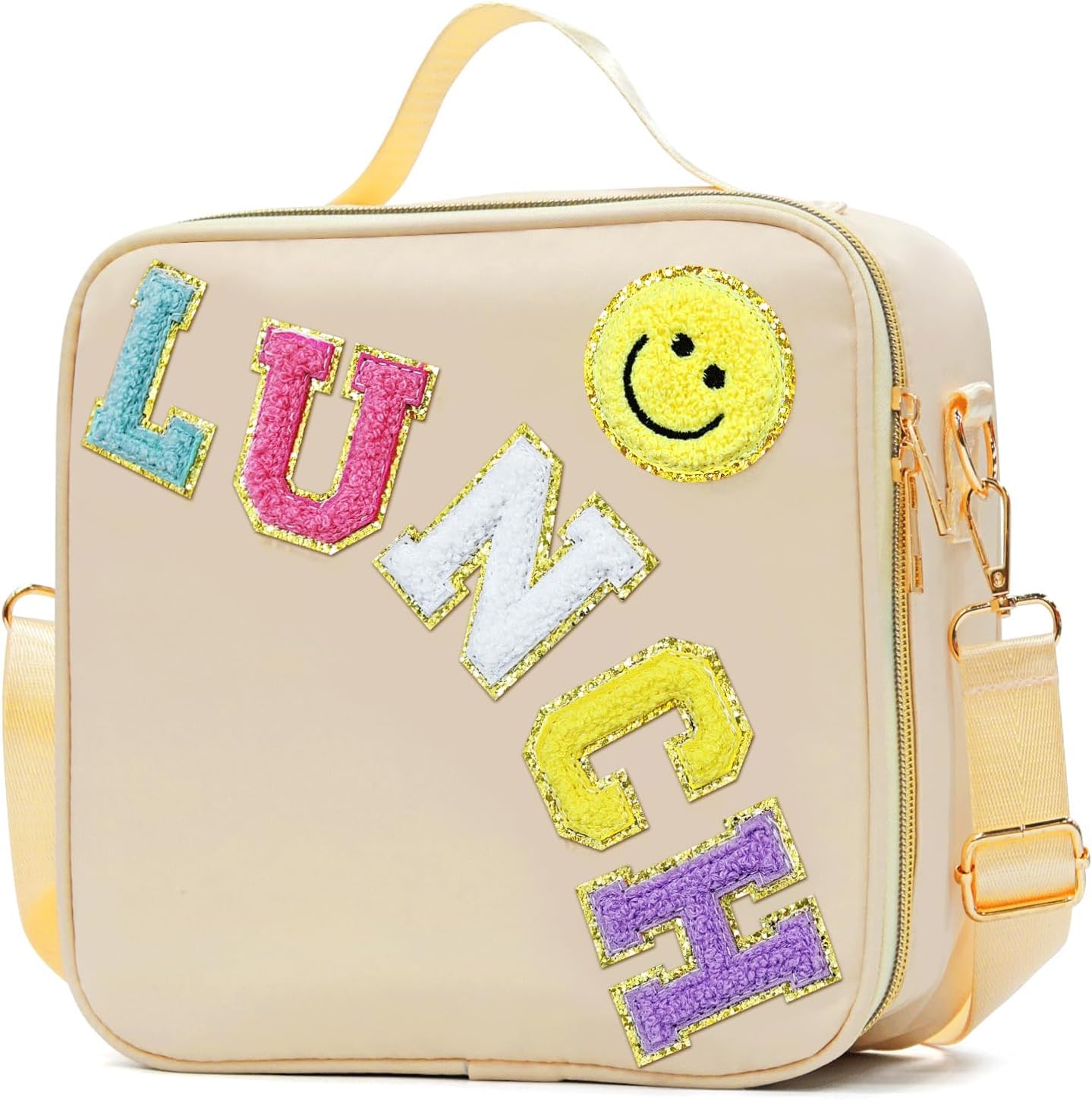 ZAKSTAR Insulated Lunch Bag for Kids and Women, Large Preppy Lunch Bag with Adjustable Shoulder Strap