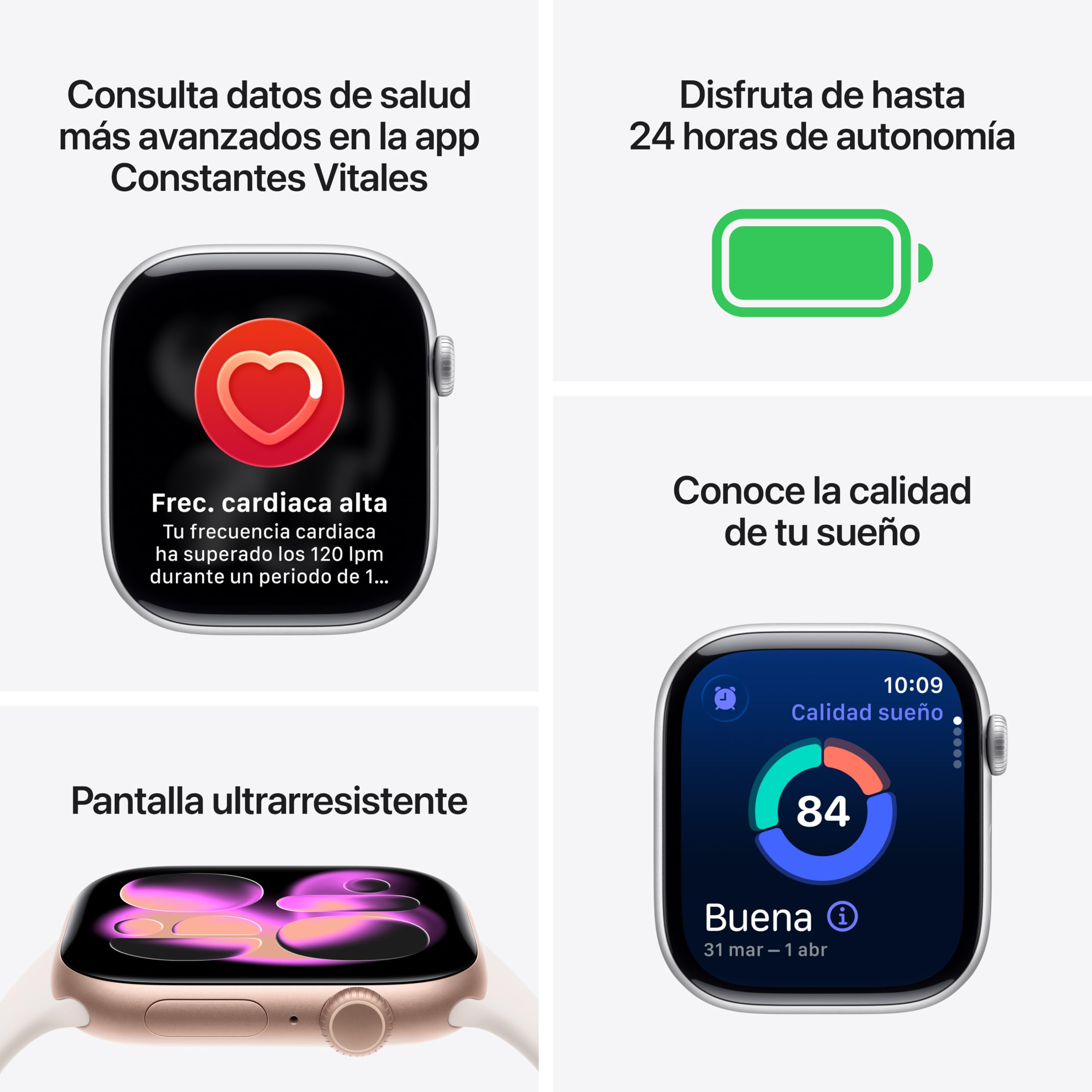 Apple Watch Series 11 GPS con caja de aluminio en negro azabache de 46 mm y correa deportiva negra-Talla M/L.Calidad del Sueño,monitores de entreno y salud,pantalla siempre activa, resistencia al agua