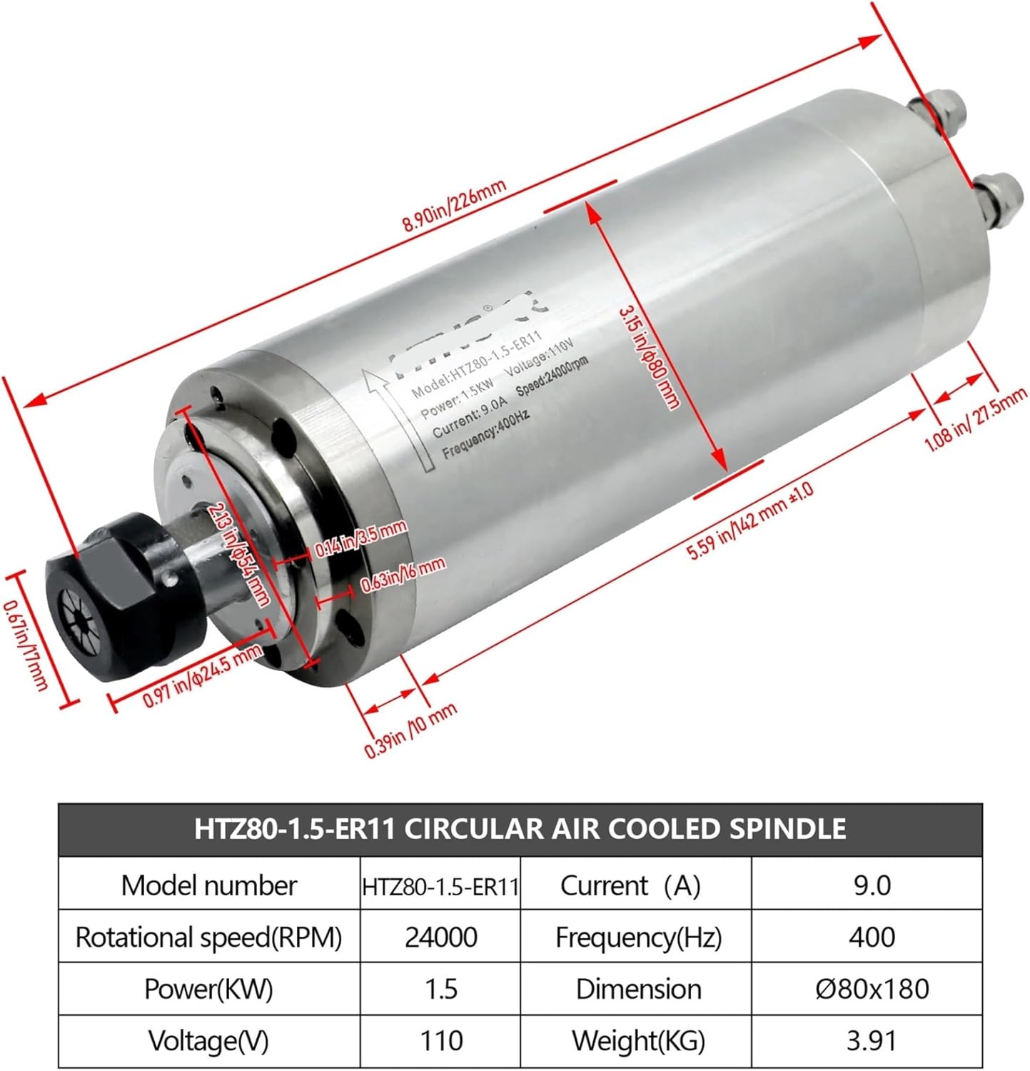 Water cooling 2.2KW 1.5kw 0.8kw Spindle motor 110v / 220v 2200W 1500w 800w 400hz 24000RPM(1.5kw 110v)