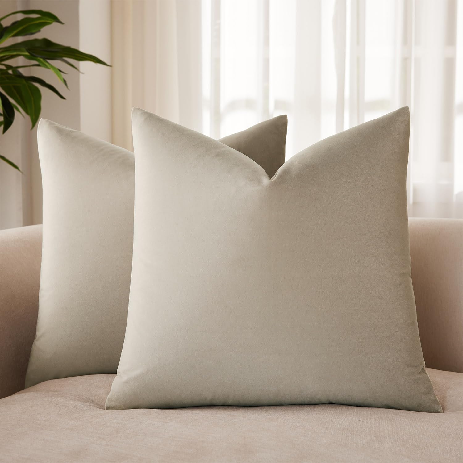 JUSPURBET Decorative Velvet Throw Pillow Covers 18x18 Set of 2,Cloud