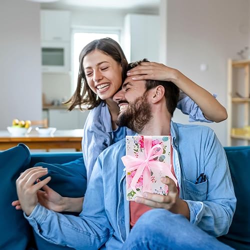 Miniatura 7 de Juego de papel de regalo de boda y cinta para niñas y mujeres, 6 hojas plegadas, diseño de rosa roja y rosa, 20 x 28 pulgadas, papel de regalo para