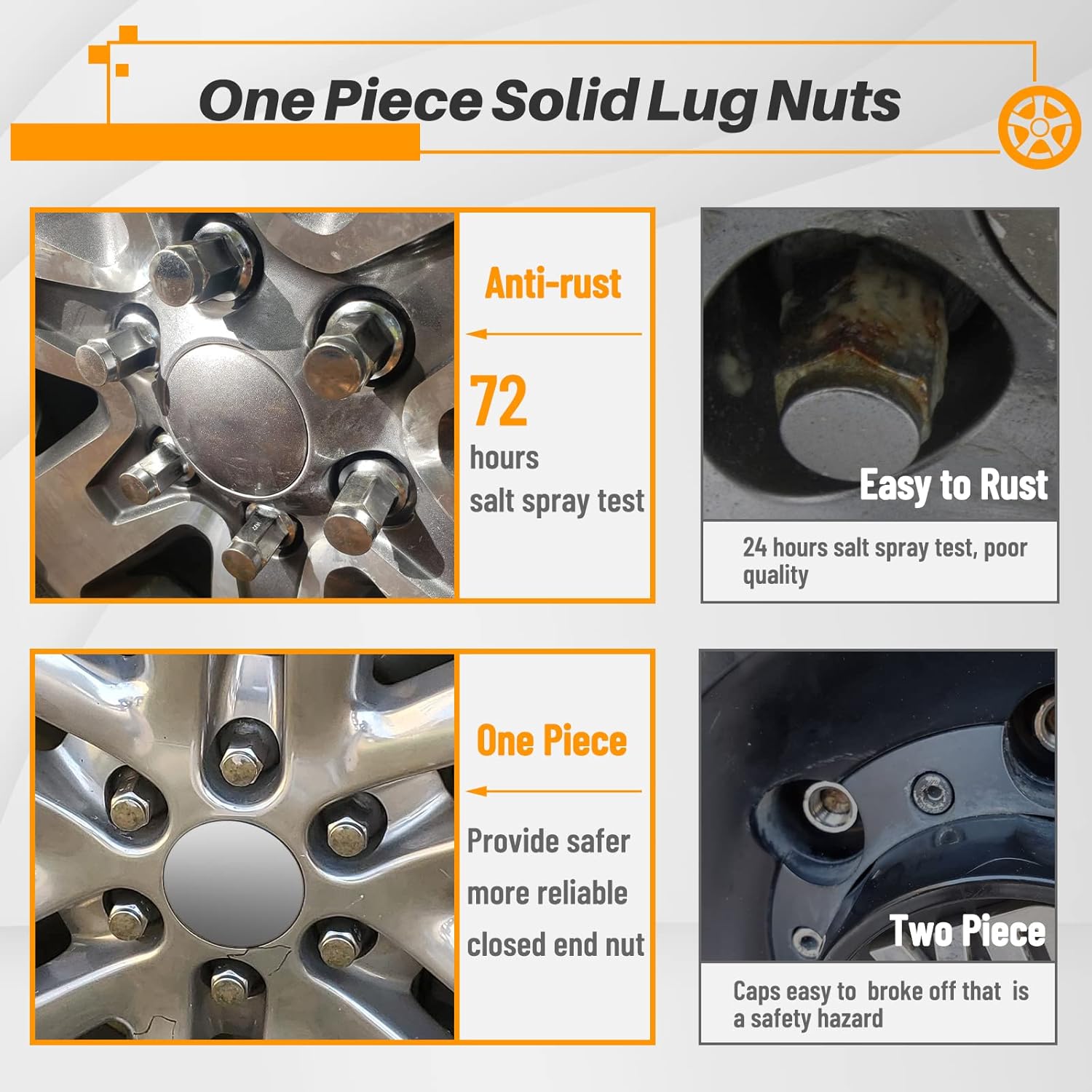 MIKKUPPA 24PCS M14x2.0 Lug Nuts - Replacement for 2004-2014 Ford F-150, 2003-2014 Ford Expedition, 2003-2012 Lincoln Navigator Aftermarket Wheels - Chrome OEM Bulge Acorn Seat Lug Nuts