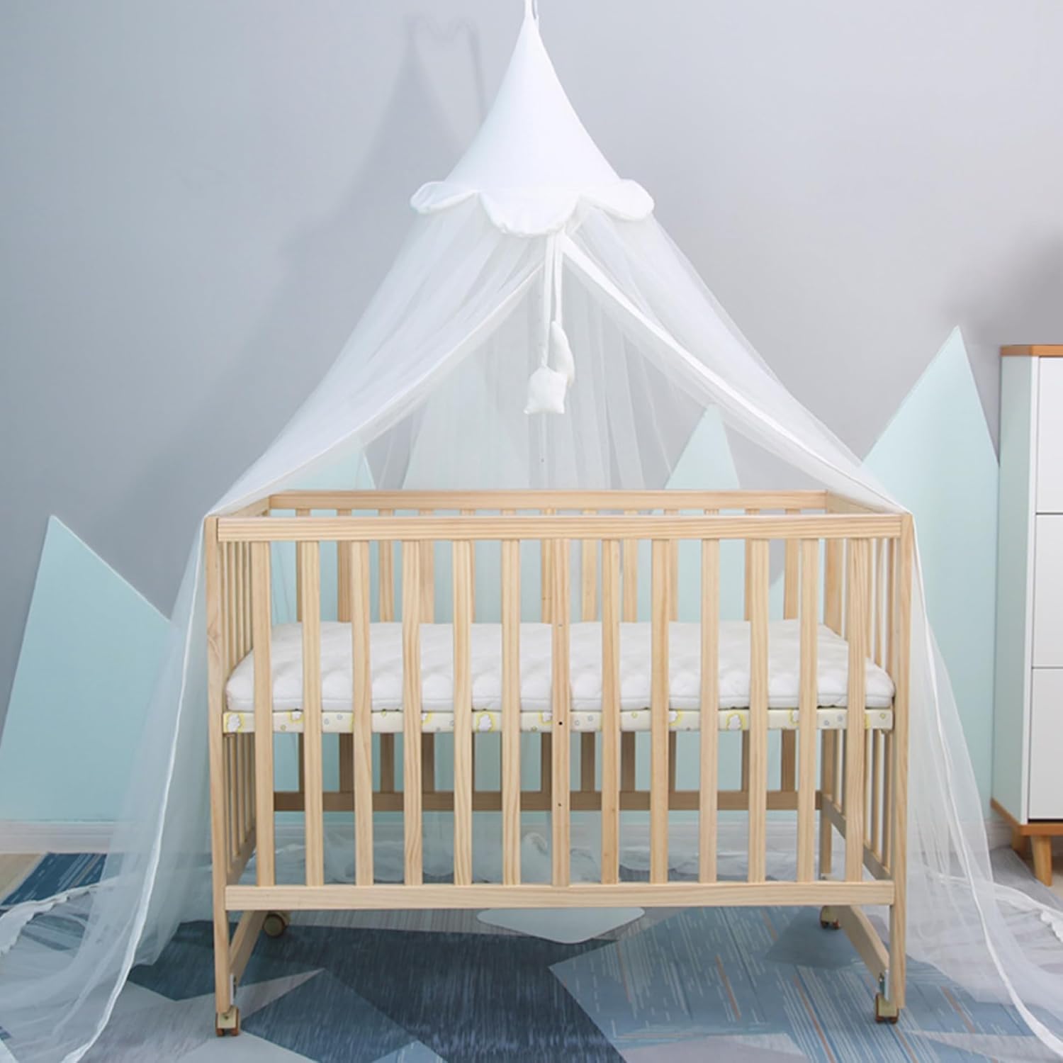 Crib Canopy with Dome, Hanging Crib Net to Keep Baby in, Breathable Fine Mesh Tent for Infant Toddler Kids Bed (Without Stand) for Decorations